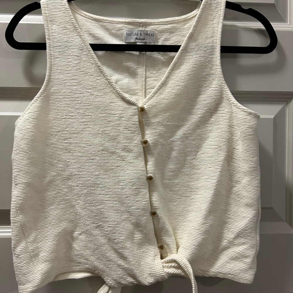Madewell Cream Textured Button-Down Blouse